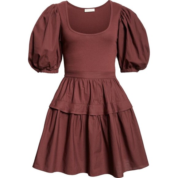 NEW ULLA JOHNSON Tilda Bordeaux Mixed Media Mini dress SIZE S - Picture 4 of 10